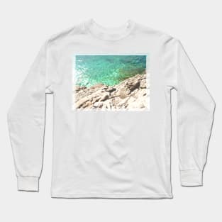 Abstract coastline photography: rocky Croatian beach Long Sleeve T-Shirt